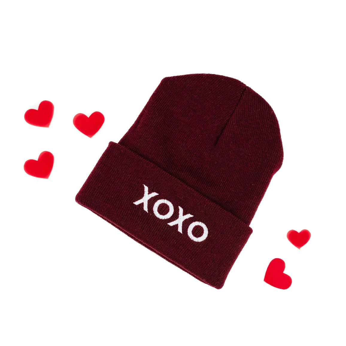 Adult Beanie - XOXO - Light Pink w/ Hot Pink Little Mama Shirt Shop LLC