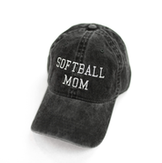 Sports Mom - (Choose Your Sport) - Heather Black w/ White - Adult Baseball Cap Little Mama Shirt Shop