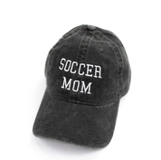 Sports Mom - (Choose Your Sport) - Heather Black w/ White - Adult Baseball Cap Little Mama Shirt Shop