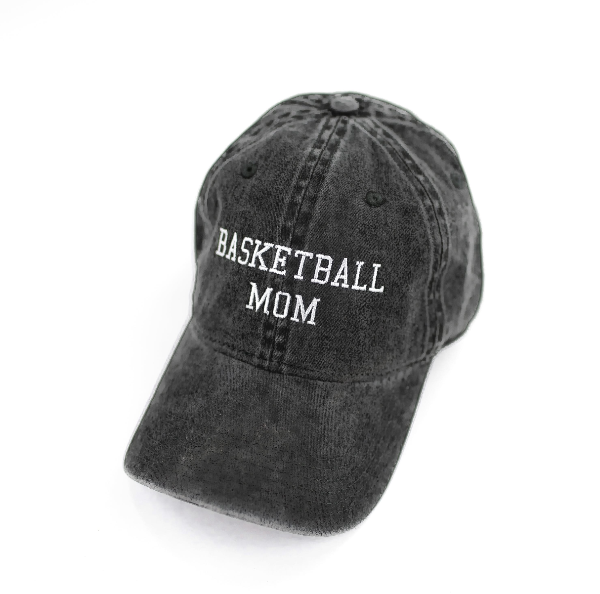 Sports Mom - (Choose Your Sport) - Heather Black w/ White - Adult Baseball Cap Little Mama Shirt Shop