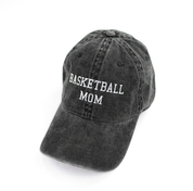 Sports Mom - (Choose Your Sport) - Heather Black w/ White - Adult Baseball Cap Little Mama Shirt Shop