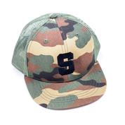 Varsity initial - Child Flat Brimmed Hat w/ Mesh Back Little Mama Shirt Shop