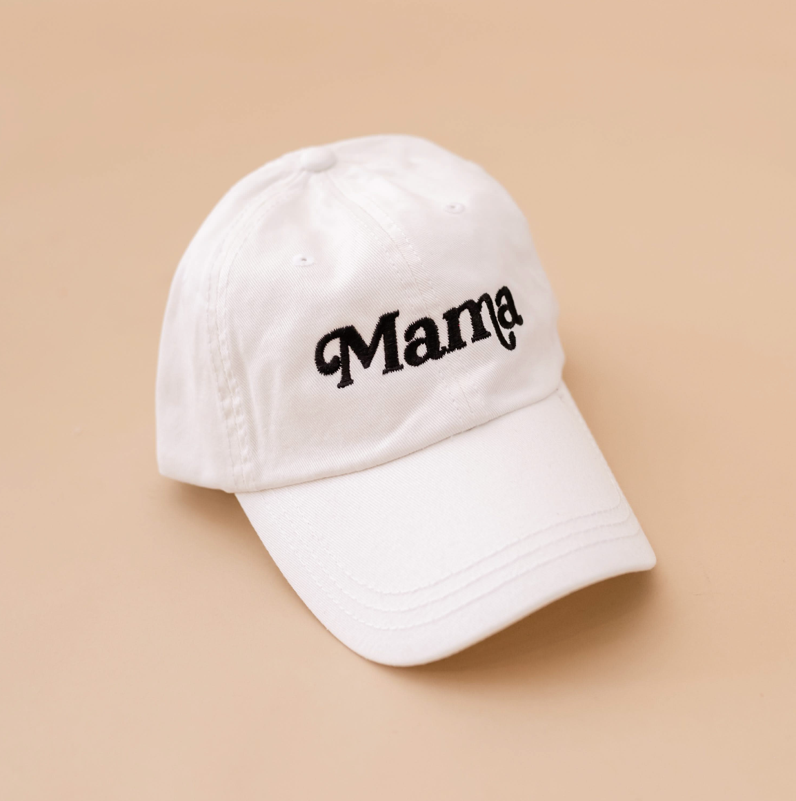 Mama - (Italic) - Brown Baseball Cap Little Mama Shirt Shop