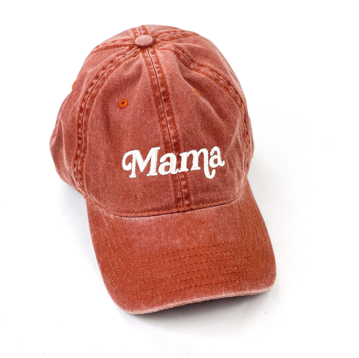 Mama - (Italic) - Brown Baseball Cap Little Mama Shirt Shop