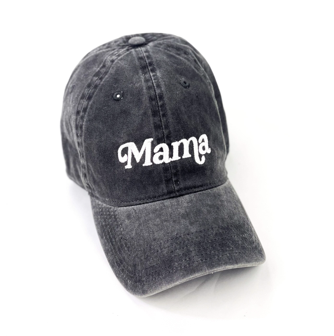 Mama - (Italic) - Brown Baseball Cap Little Mama Shirt Shop