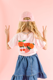 Child Size Baseball Cap - Red w/ Strawberry Patch Little Mama Shirt Shop