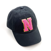 Limited Edition Varsity Initials - Pink w/ Purple - Child Baseball Cap Little Mama Shirt Shop