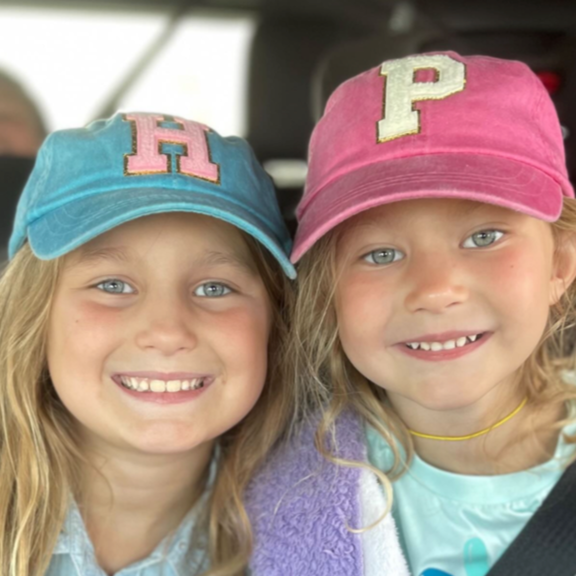 Limited Edition Varsity Initials - Pink w/ Purple - Child Baseball Cap Little Mama Shirt Shop