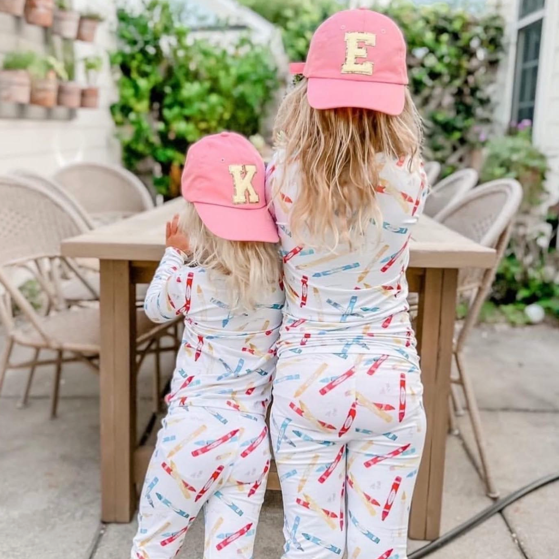 Limited Edition Varsity Initials - Pink w/ Purple - Child Baseball Cap Little Mama Shirt Shop