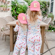 Limited Edition Varsity Initials - Pink w/ Purple - Child Baseball Cap Little Mama Shirt Shop