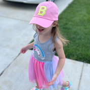 Limited Edition Varsity Initials - Pink w/ Purple - Child Baseball Cap Little Mama Shirt Shop