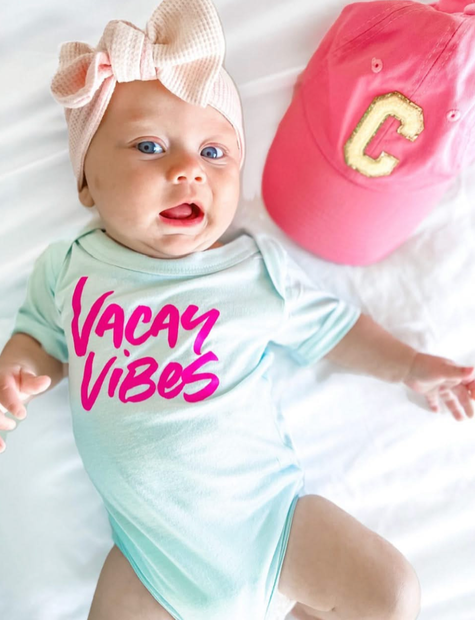 Limited Edition Varsity Initials - Pink w/ Purple - Child Baseball Cap Little Mama Shirt Shop