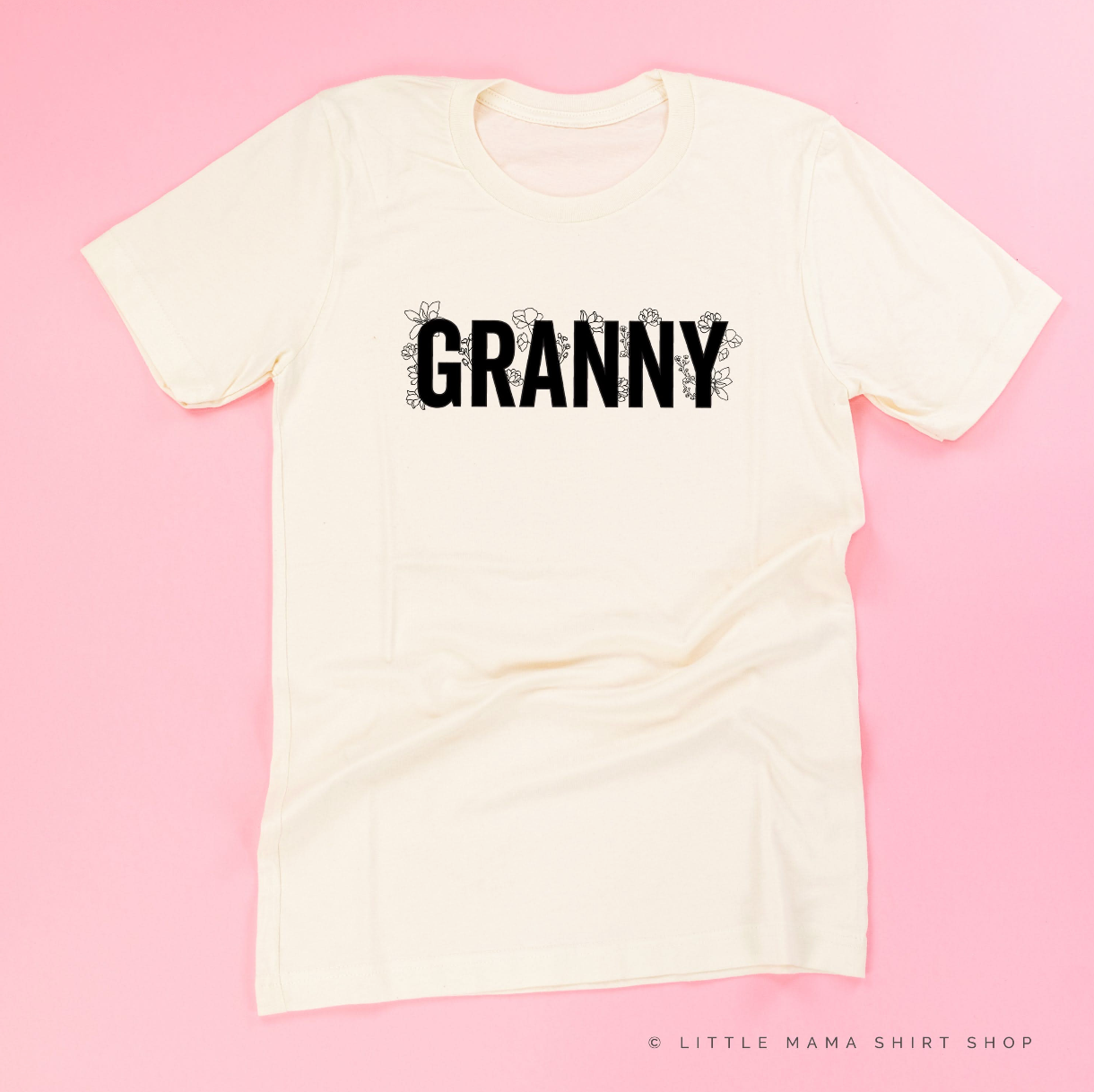 (Choose Your Grandma Name) - Floral Design - Unisex Tee Little Mama Shirt Shop