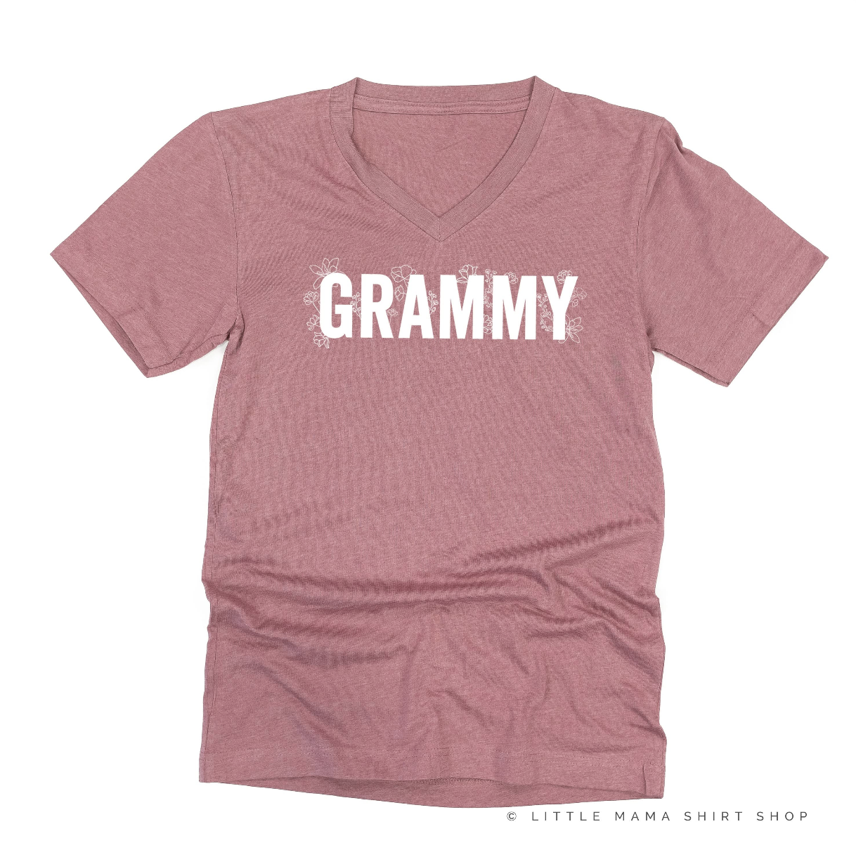 (Choose Your Grandma Name) - Floral Design - Unisex Tee Little Mama Shirt Shop