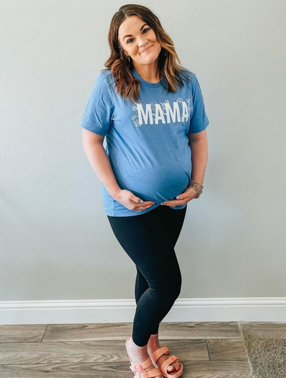 (Choose Your Grandma Name) - Floral Design - Unisex Tee Little Mama Shirt Shop