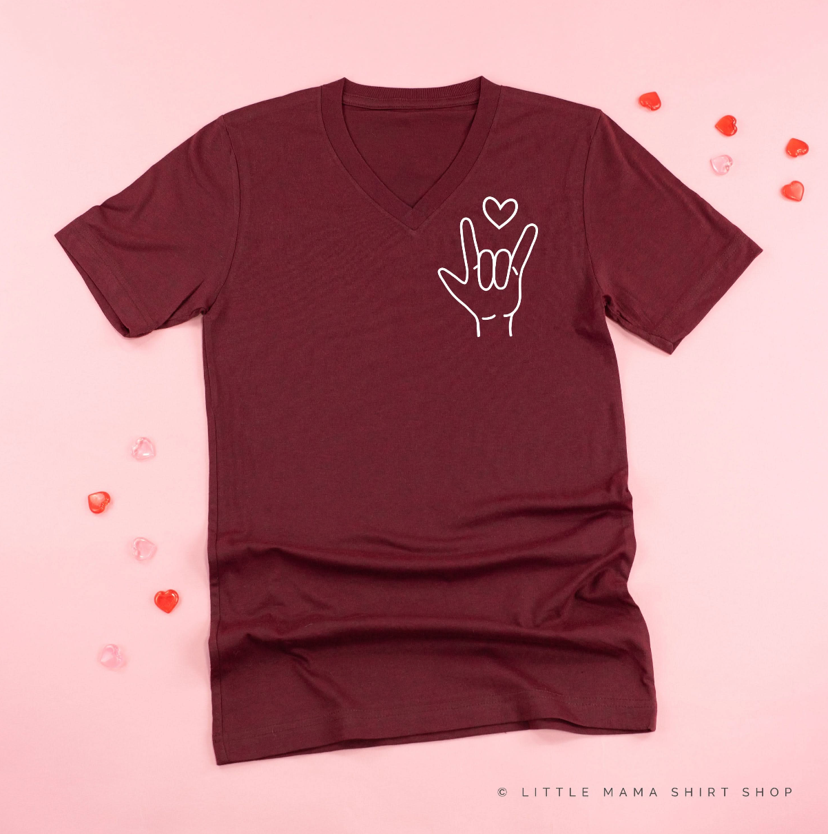 Sign Language - I Love You - Unisex Tee Little Mama Shirt Shop