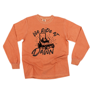 We Ride at Dawn - (Choose Your Mower) - Long Sleeve Comfort Colors Tee Little Mama Shirt Shop