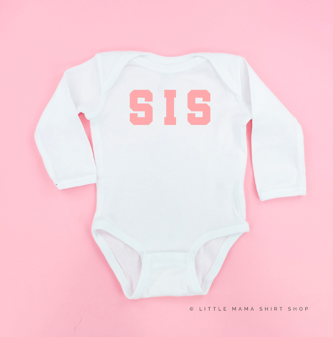 Varsity 'Sis' Sibling Tees - (Choose Your Role) - Child Long Sleeve Tee Little Mama Shirt Shop