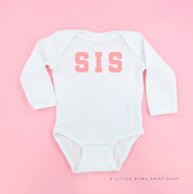 Varsity 'Sis' Sibling Tees - (Choose Your Role) - Child Long Sleeve Tee Little Mama Shirt Shop