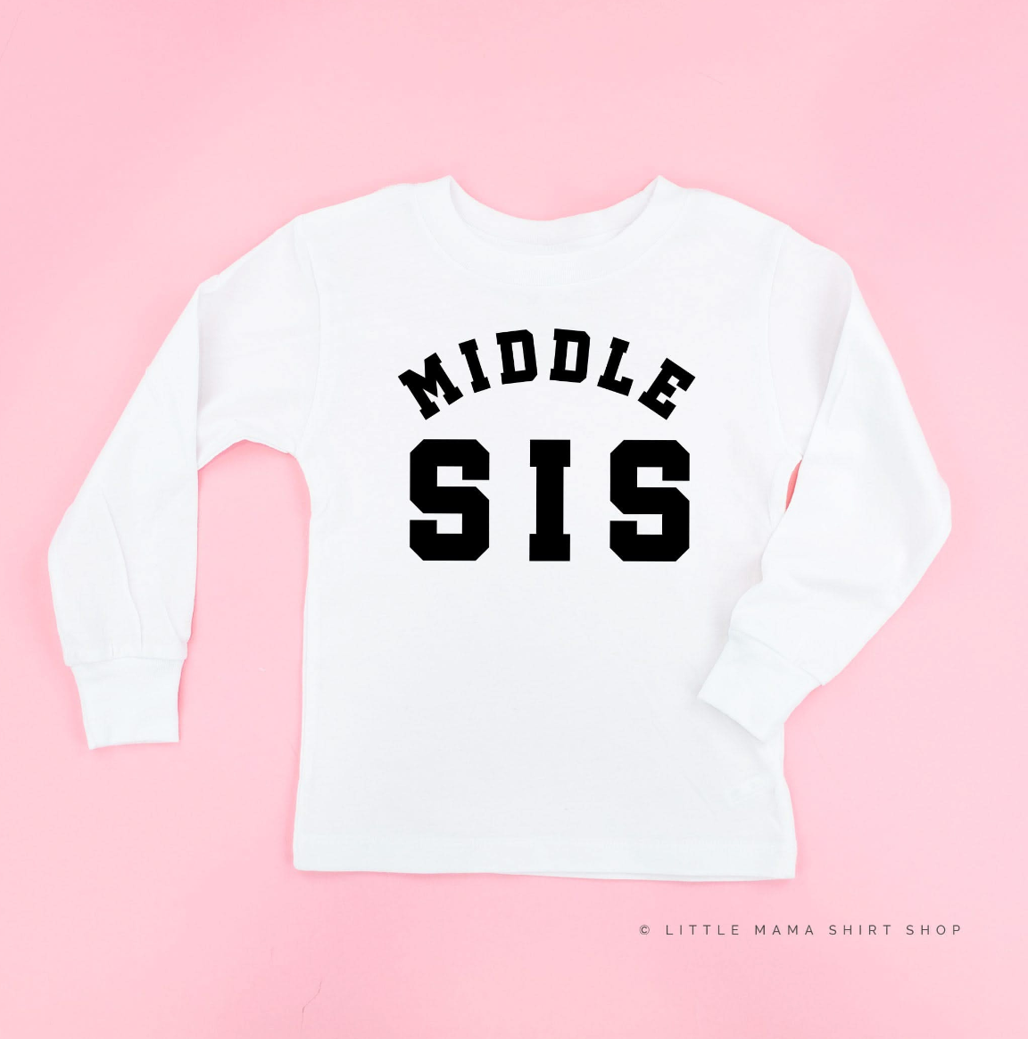 Varsity 'Sis' Sibling Tees - (Choose Your Role) - Child Long Sleeve Tee Little Mama Shirt Shop
