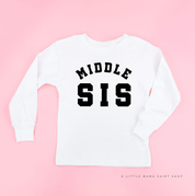 Varsity 'Sis' Sibling Tees - (Choose Your Role) - Child Long Sleeve Tee Little Mama Shirt Shop