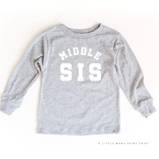 Varsity 'Sis' Sibling Tees - (Choose Your Role) - Child Long Sleeve Tee Little Mama Shirt Shop