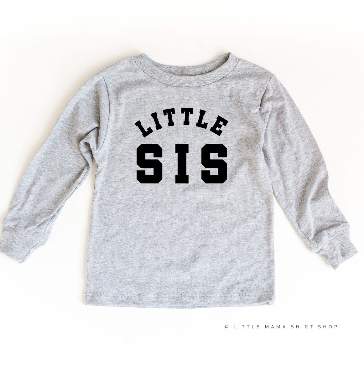 Varsity 'Sis' Sibling Tees - (Choose Your Role) - Child Long Sleeve Tee Little Mama Shirt Shop
