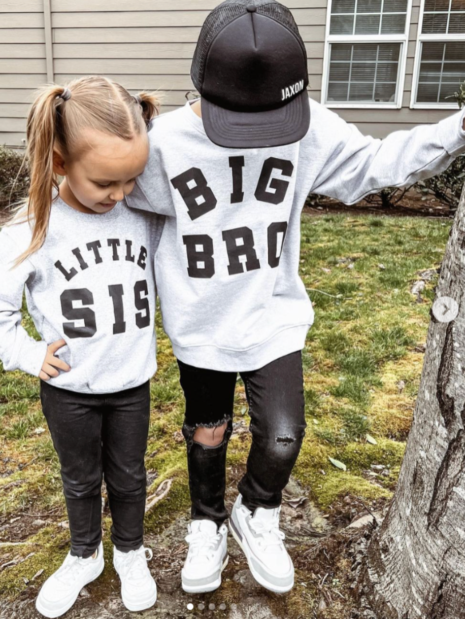Varsity 'Bro' Sibling Tees - (Choose Your Role) - Child Sweater Little Mama Shirt Shop