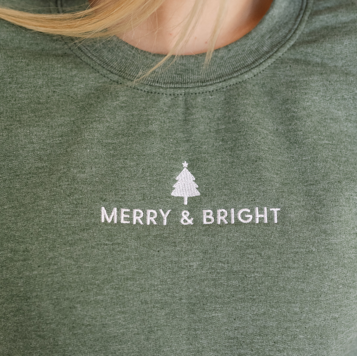 Merry & Bright - Embroidered Maroon Basic Fleece Little Mama Shirt Shop LLC