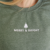 Merry & Bright - Embroidered Maroon Basic Fleece Little Mama Shirt Shop LLC