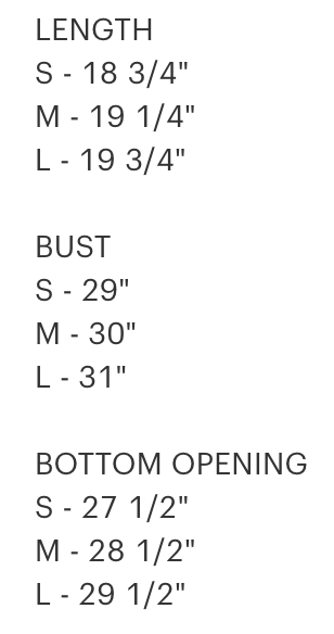 Adult candy cane cardigan size chart, sizes small - large with measurements in inches – Little Mama Shirt Shop