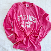 Bit Of a Mess (But Doing My Best / Mama on Sleeve) - LMSS® Exclusive - Long Sleeve Comfort Colors Tee Little Mama Shirt Shop LLC
