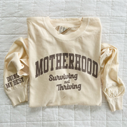 Motherhood - Surviving Not Thriving - Doing My Best - (Our 2024 Mantra) - LMSS® Exclusive - LONG SLEEVE Comfort Colors Tee Little Mama Shirt Shop LLC