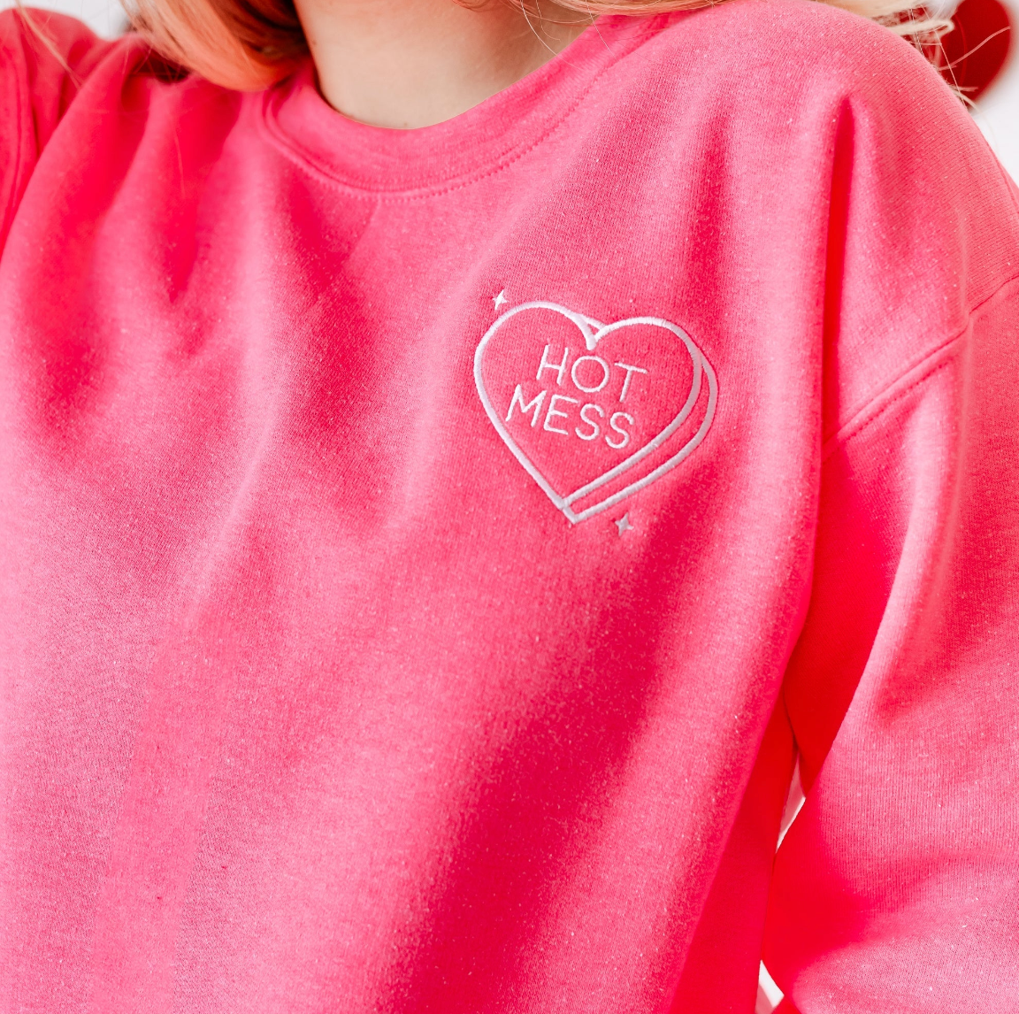 Embroidered Basic Fleece - Conversation Hearts (Choose Your Fave) Little Mama Shirt Shop LLC