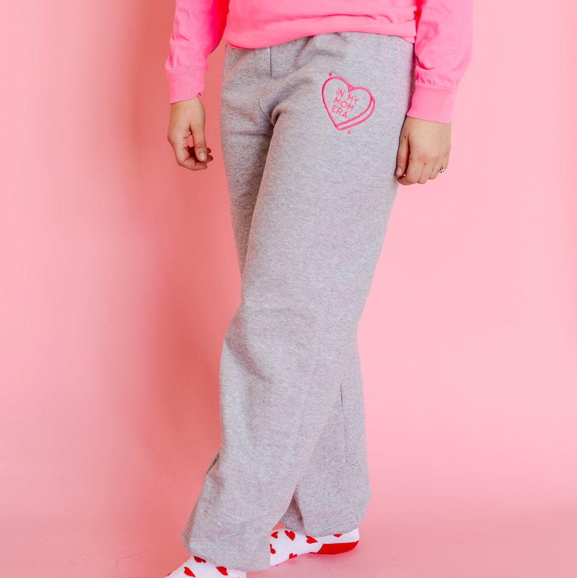 Embroidered Basic Joggers - Conversation Hearts (Choose Your Fave) Little Mama Shirt Shop LLC