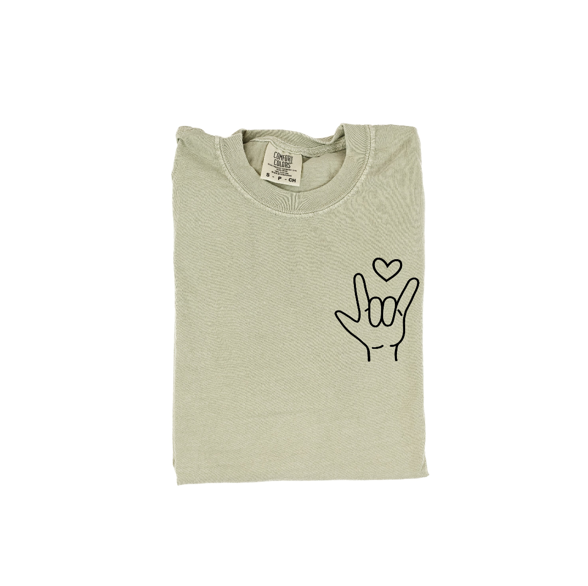 Sign Language - I Love You - Comfort Colors Tee Little Mama Shirt Shop