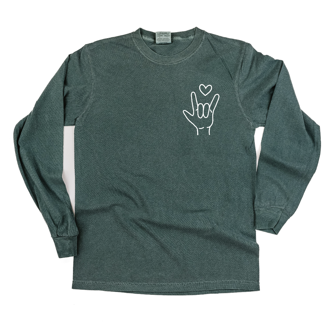 Sign Language - I Love You - Long Sleeve Comfort Colors Tee Little Mama Shirt Shop