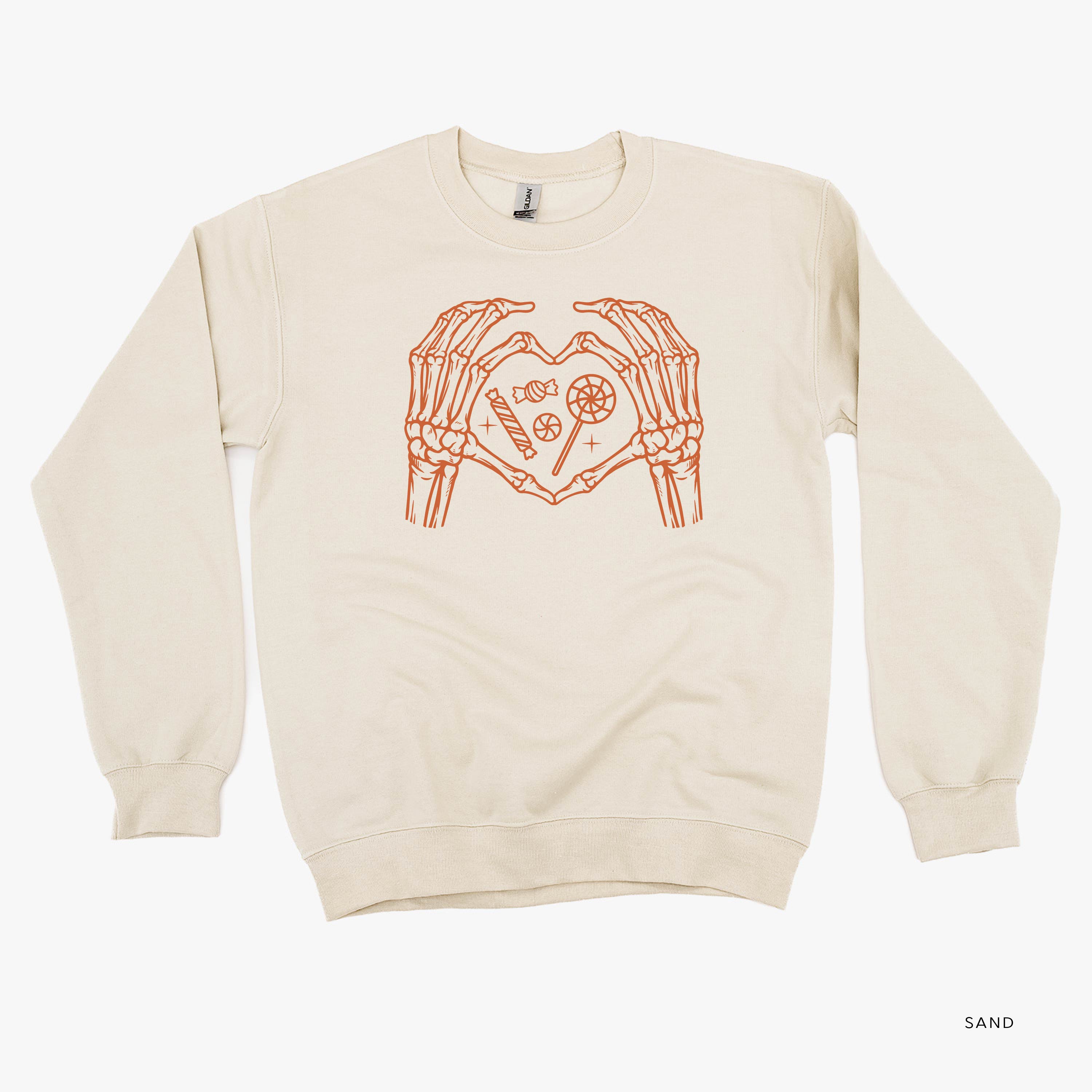 Skeleton Heart Hands - Basic Fleece Crewneck Little Mama Shirt Shop LLC