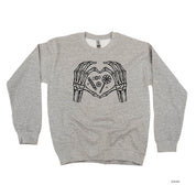 Skeleton Heart Hands - Basic Fleece Crewneck Little Mama Shirt Shop LLC