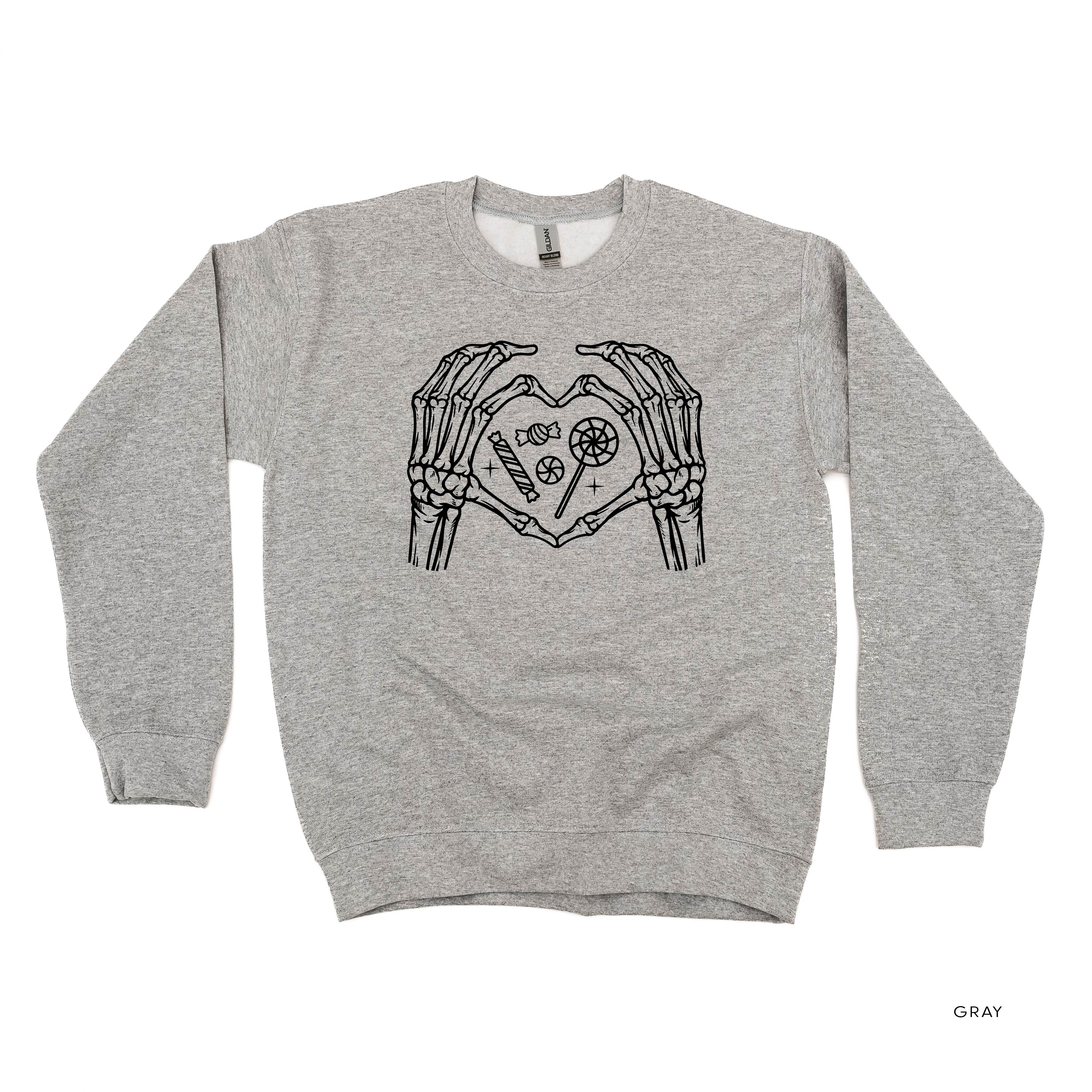 Skeleton Heart Hands - Basic Fleece Crewneck Little Mama Shirt Shop LLC