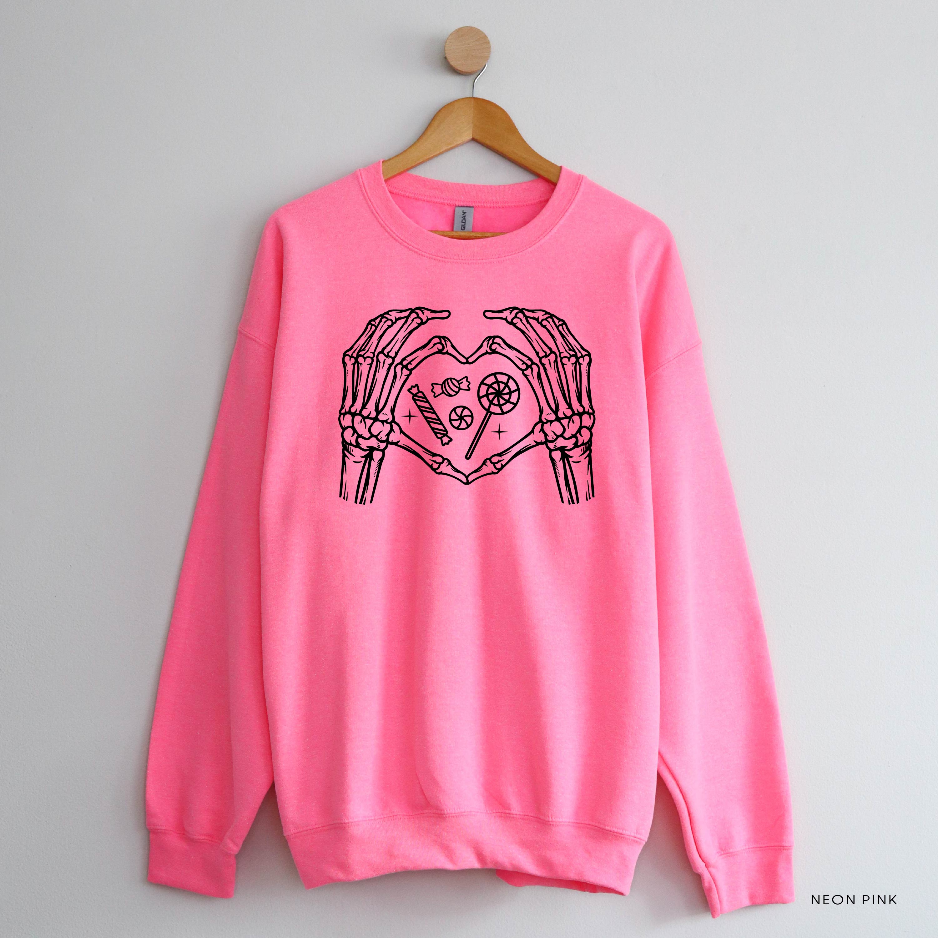 Skeleton Heart Hands - Basic Fleece Crewneck Little Mama Shirt Shop LLC