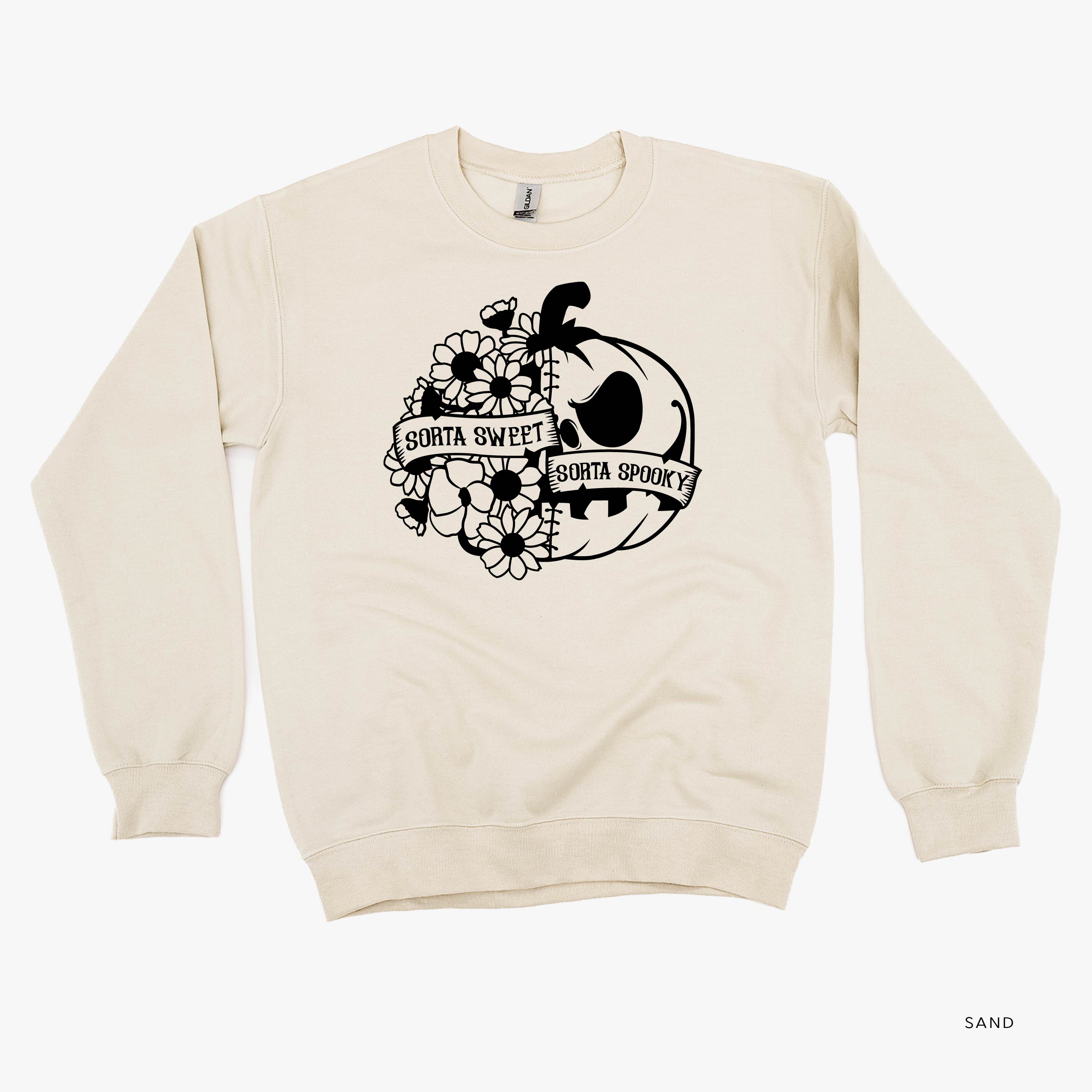 Sorta Sweet Sorta Spooky - Basic Fleece Crewneck Little Mama Shirt Shop LLC