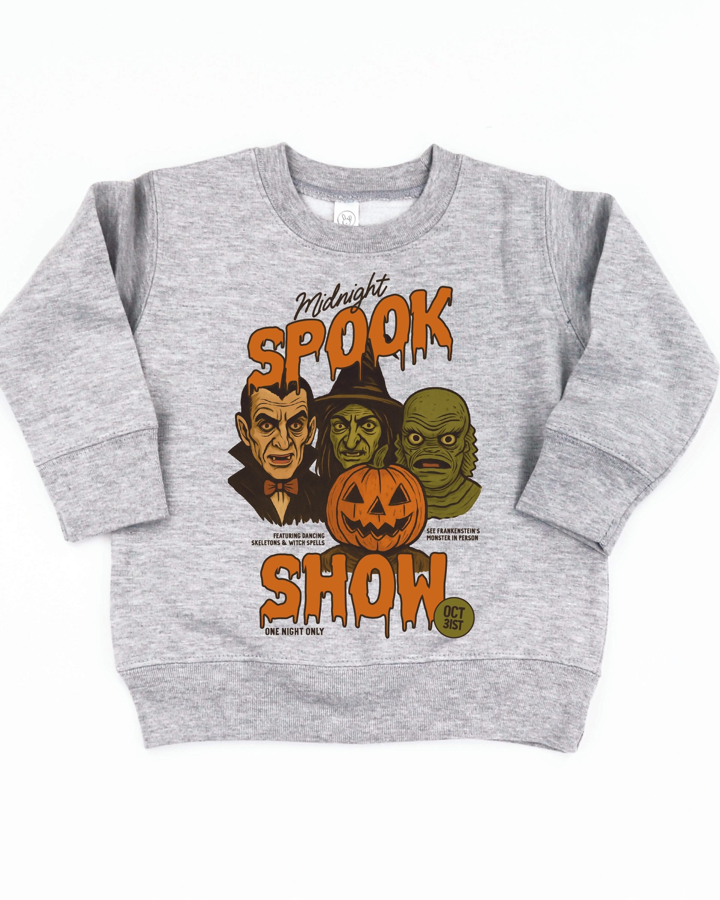 Midnight Spook Show - Gray Child Sweater Little Mama Shirt Shop
