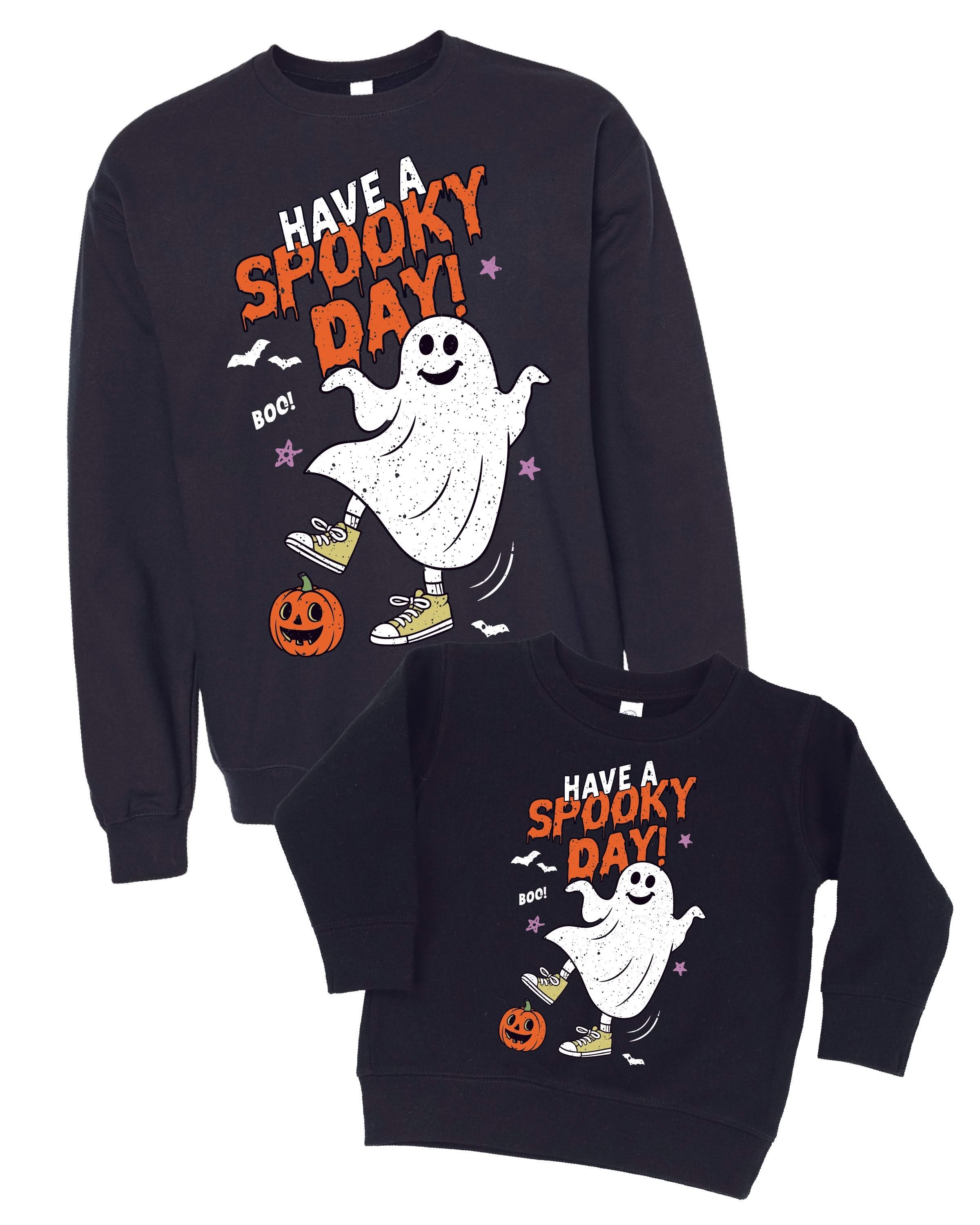 Have a Spooky Day - Set of 2 Black BASIC Fleece Sweaters Little Mama Shirt Shop