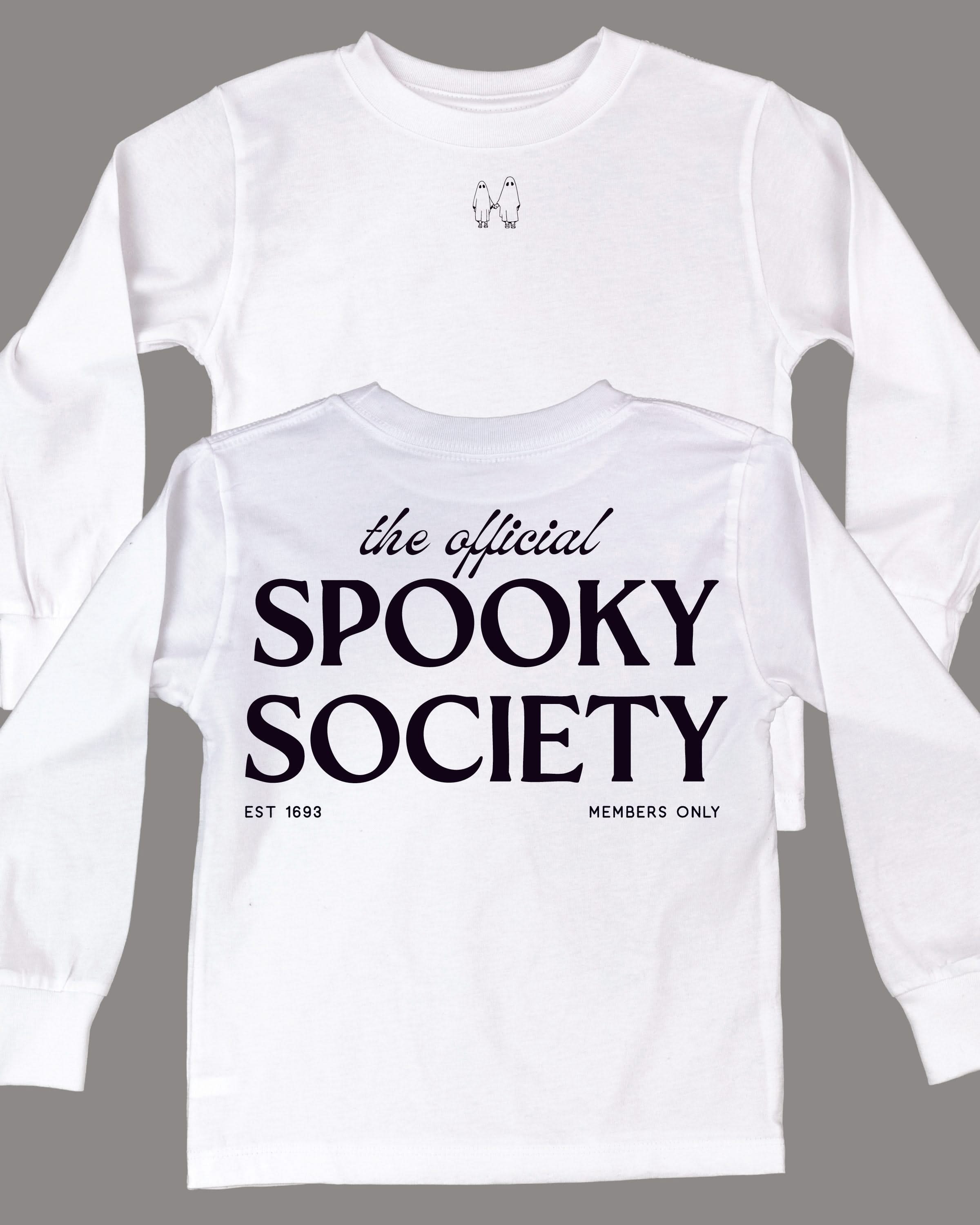 The Official Spooky Society - White Child Long Sleeve Tee Little Mama Shirt Shop