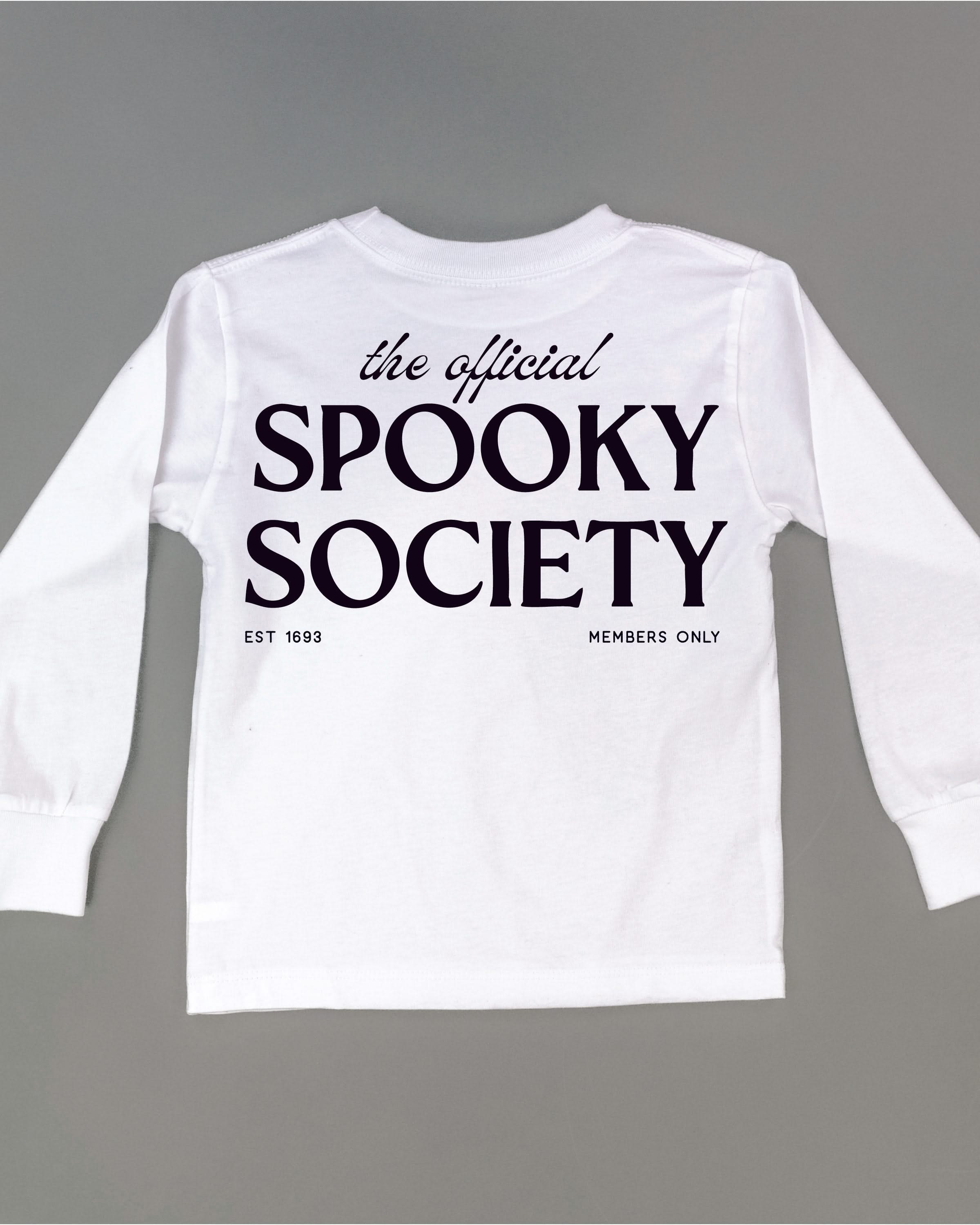 The Official Spooky Society - White Child Long Sleeve Tee Little Mama Shirt Shop