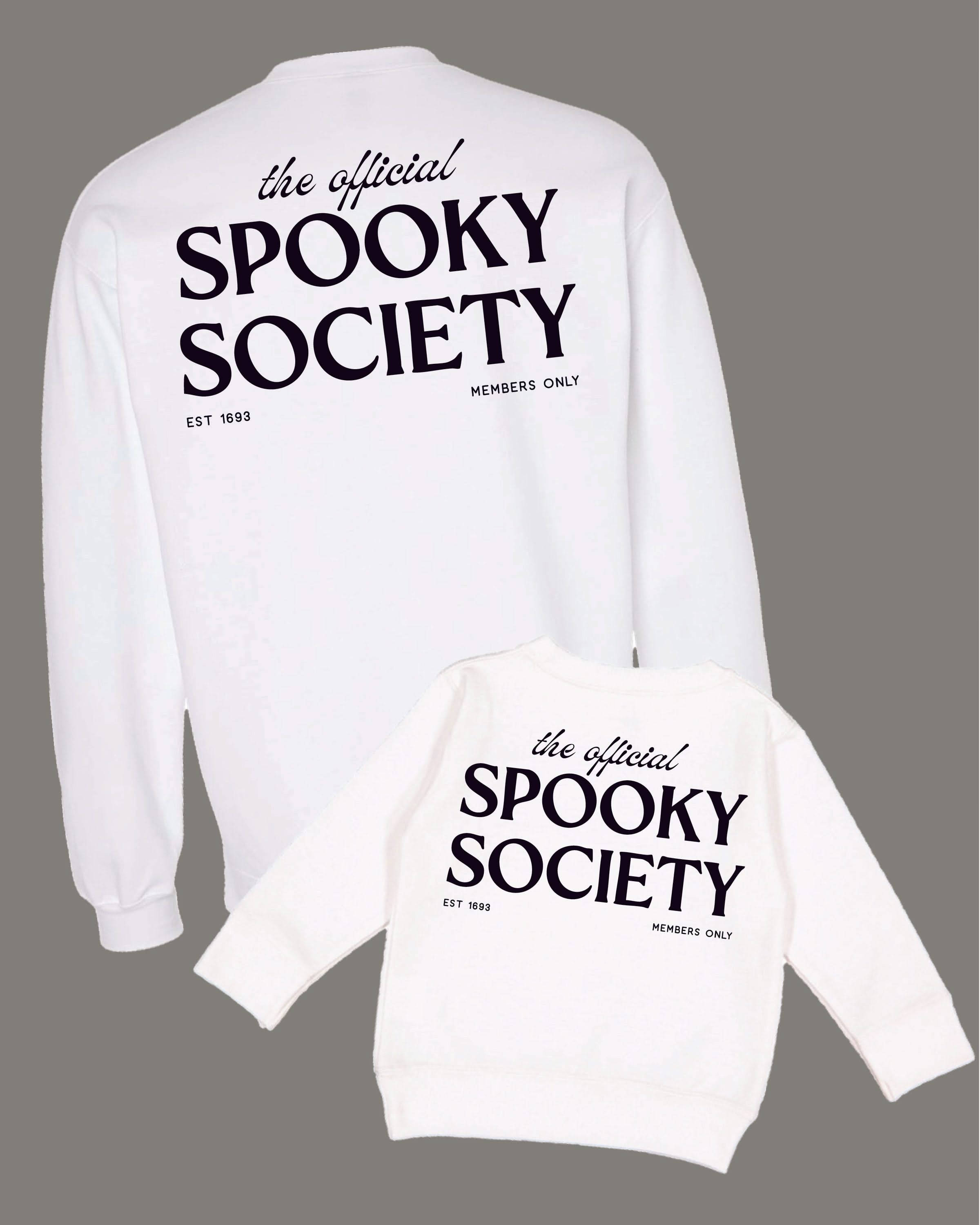 The Official Spooky Society - Set of 2 White Basic Fleece Sweaters Little Mama Shirt Shop