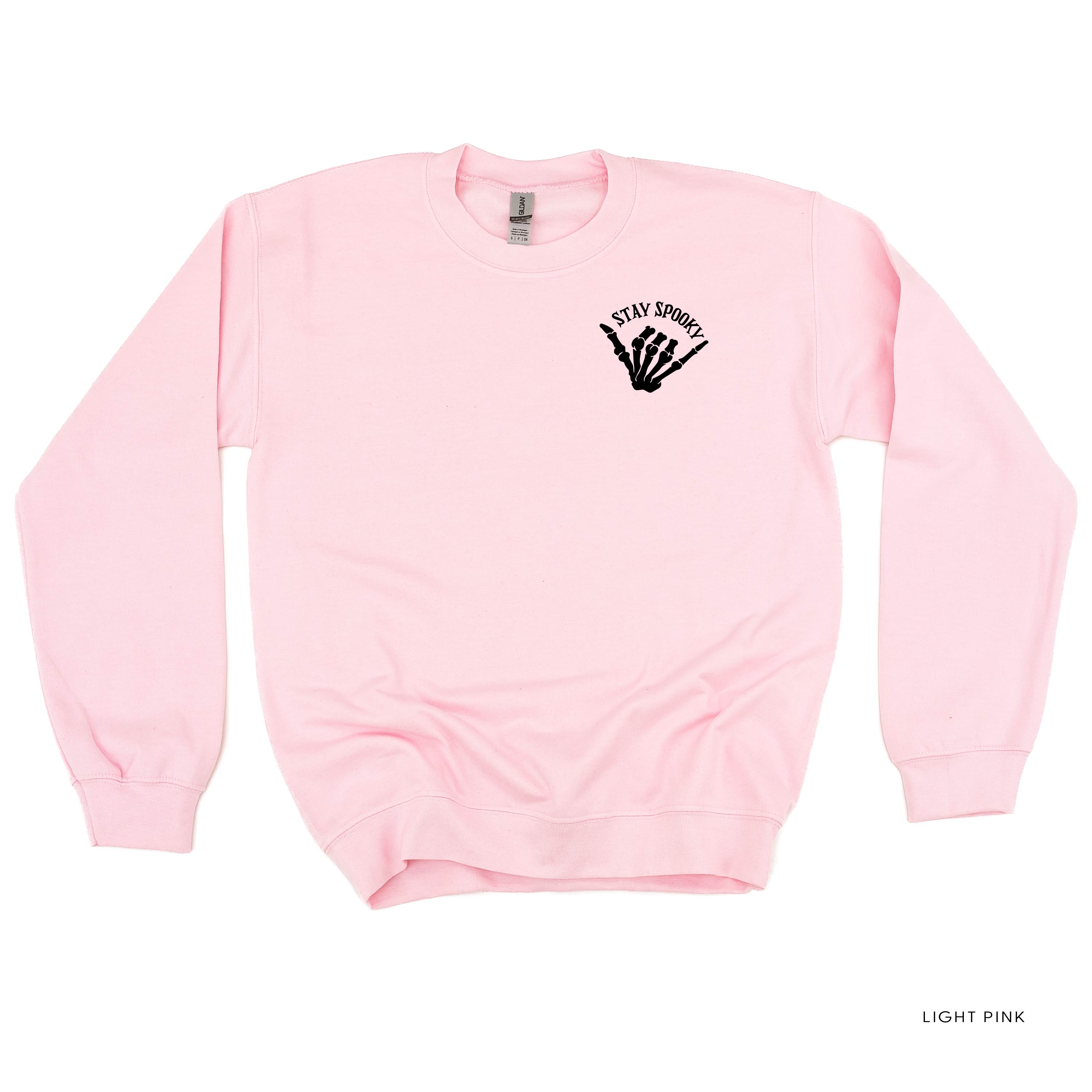 Stay Spooky Skelly Hand - POCKET - Basic Fleece Crewneck Little Mama Shirt Shop LLC