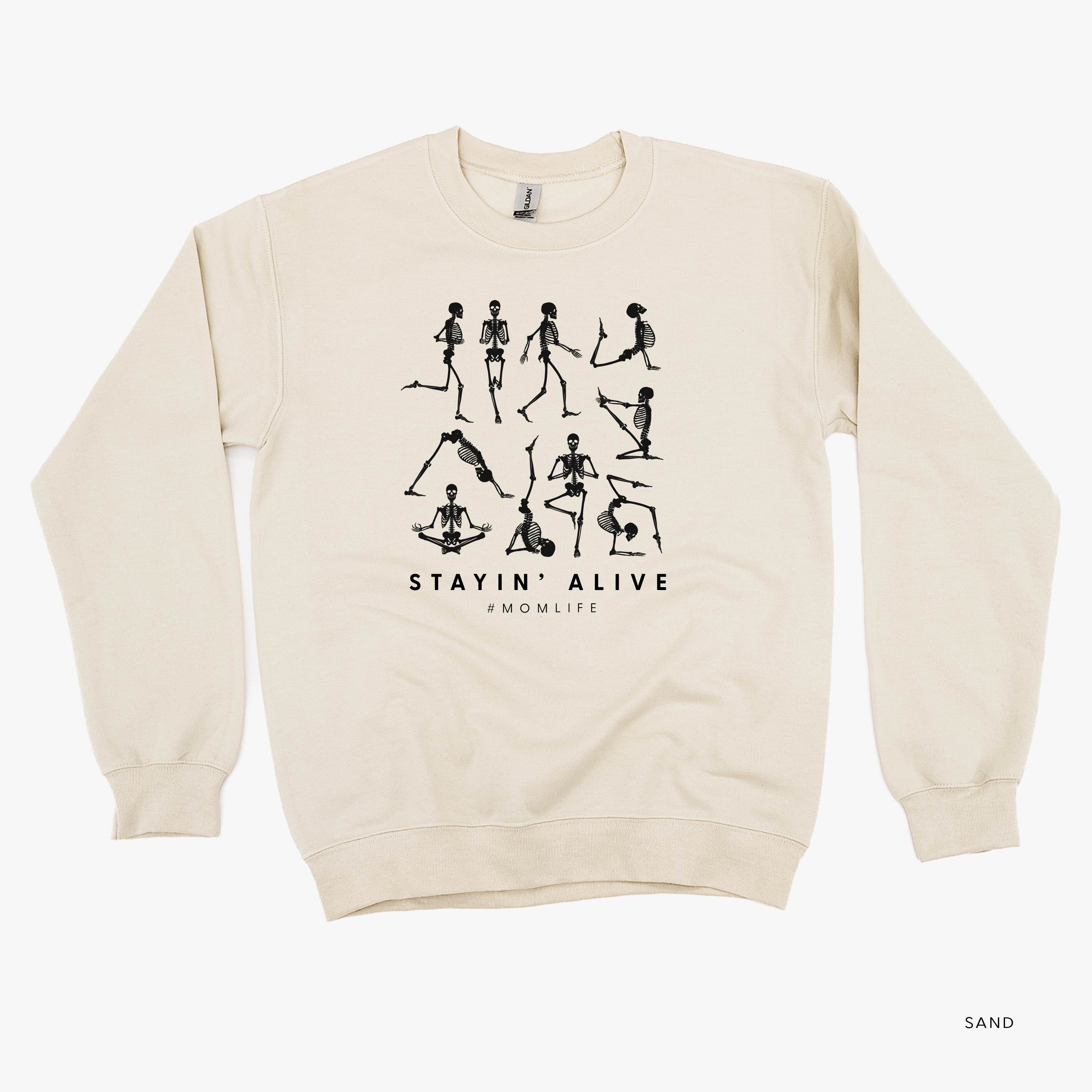STAYIN' ALIVE - Basic Fleece Crewneck Little Mama Shirt Shop LLC