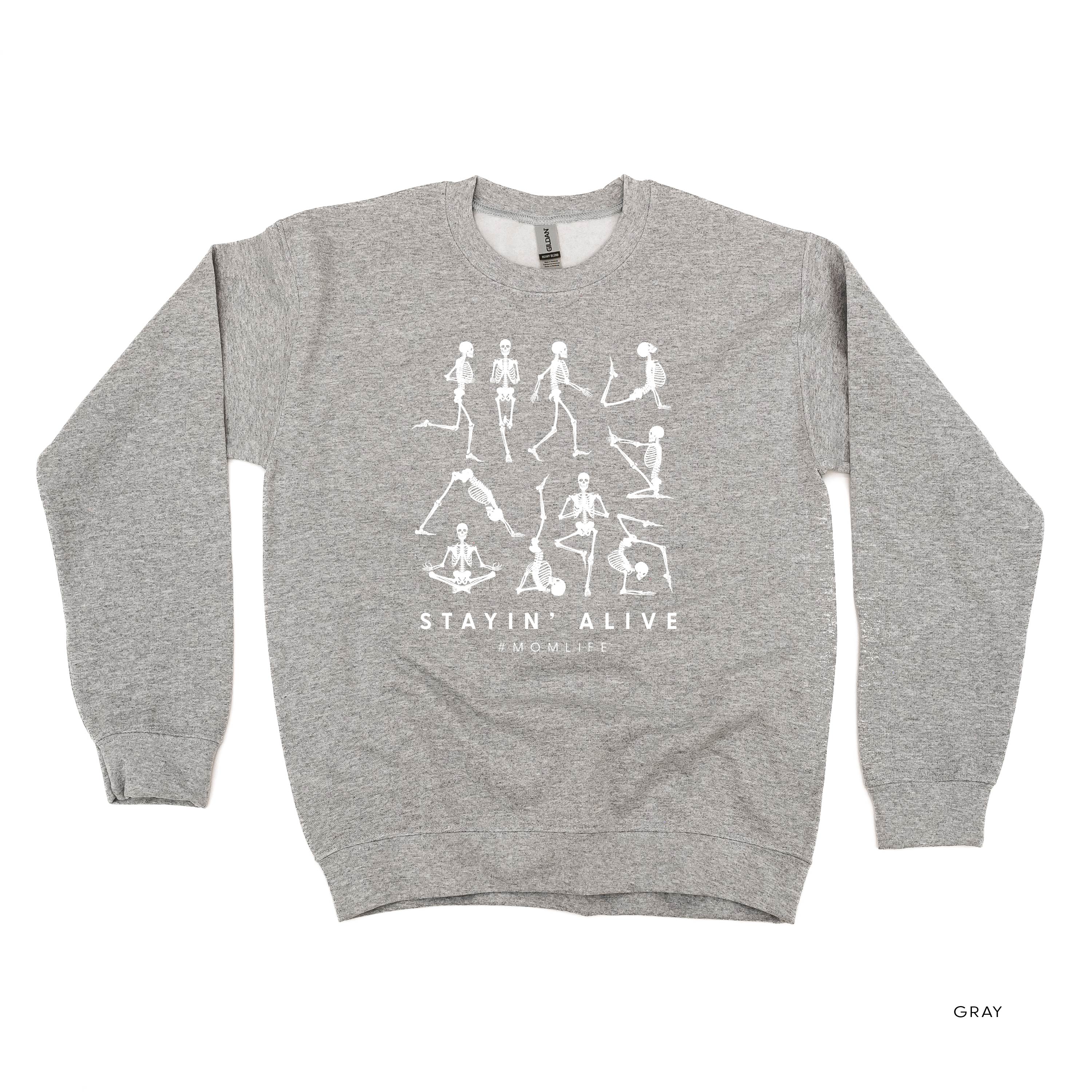 STAYIN' ALIVE - Basic Fleece Crewneck Little Mama Shirt Shop LLC